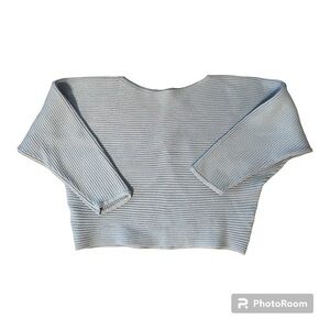 ANTHROPOLOGIE Light Blue Ribbed Batwing Sweater Large EUC